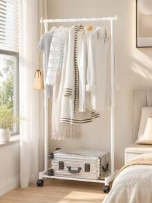 1pc Adjustable Height Single/Double Bar Storage Rack | Space-Saving Double And Single Layer Hanging Clothes Rack, Can Store 8-10 Pieces Of Clothing, Suitable For Bedroom, Balcony, Room, Sunroom, Storage Cabinet, Laundry Room, Living Room And Other Scenes - Multicolor - View 7