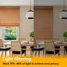 Brown Bamboo-Style Cordless Roller Blinds – Spring-Operated, Light-Filtering Shade Curtains For Windows; Easy DIY Installation With No Tools Needed; Available In Multiple Standard Sizes; Ideal For Living Room, Kitchen, Bedroom, Balcony Or Patio Use; - JY2308 - View 9