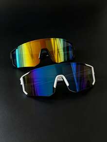 3pcs/2pcs Men's Outdoor Cycling Hiking Sports Glasses One-Piece Black Blue Windproof Goggles - Goggles - Multi-colored - View 3