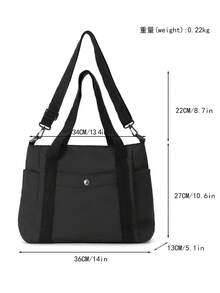 Women's Durable Nylon Shoulder Bag | Spacious Everyday Tote Bag With Detachable Strap, Zipper Closure And Multiple Pockets, Machine Washable (Black, Khaki, Beige Available) | Fashion Casual Bag - View 2