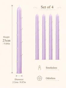 2/4pcs Lavender Pearl Long Stem Candles, Smokeless Soy Wax Candles, Suitable For Wedding Dinner Table, Home Decor, Party And Romantic Atmosphere - Light Purple - View 3