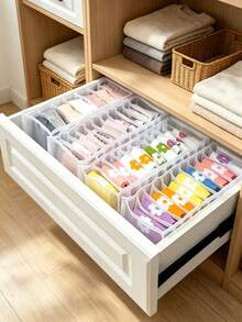 1pc/2pcs Foldable Divided Storage Box, Underwear Organizer, Suitable For Bras, Panties, Socks, Hats, Gloves, Etc., Room Decor, Campus Dorm Essential, Bedroom Accessory,Travel Essential,Room Decor - Multicolor - View 3