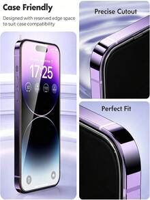 2片裝防刮鋼化玻璃螢幕保護貼，高清晰透明，相容 Apple 手機型號 17 Pro Max、17、17 Pro、16 Pro Max、16、16 Pro、16 Plus、15 Pro Max、14 Pro Max、14、13、12、11 Pro Max，防爆、防碎、耐刮、防水 - 無色 - 查看 4