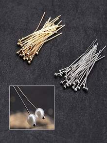 100pcs Bendable And Cuttable Ball Head Pins, 20-50mm, Suitable For DIY Jewelry Making, Such As Earrings, Pendant Connector Pins, Bead Piercing Connector Accessories - Yellow Gold - View 4