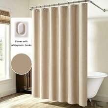 1pc Thickened Waterproof Shower Curtain, Beige - Thick, Quick Dry Fabric Bathroom Privacy And Decor - Beige - View 4