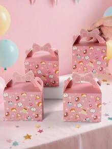 10pcs/1pc Pink Bow Gift Box Set, Cute Cat Pattern Birthday Party Favor Box, Girls Birthday Party Supplies, Dessert Candy Chocolate Packaging Box, Wedding Favor Box, Baby Shower Party Decoration, Small Gift Packaging Box - Pink Bow Gift Box - View 7