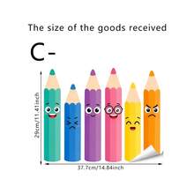 Dopamine Rainbow Cartoon Funny Smiling Face Crayon Drawing Window Sticker, Double-Sided PVC Static Adhesion Glass Decal, Suitable For Back To School Season Classroom, Kindergarten, Bedroom, Study Room And Home Decor - Multicolor - View 13