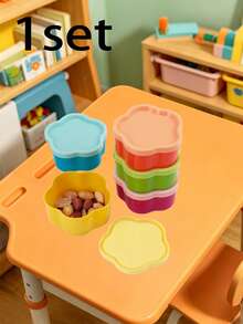 Multi-Color Mini Food Storage Containers, Rainbow Candy And Nut Storage Boxes, Petal-Shaped Lidded Storage Boxes/Fruit Plates, Stackable And Reusable Kitchen Spice And Jam Dishes, Back To School Gifts And Student Essentials - Multicolor - View 11