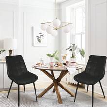 Two Dining Chairs – Velvet Dining Chairs – Ergonomic – 12-Piece Backrest + 12-Piece Seat – Non-Slip And Stable – Easy Assembly - Black - View 10