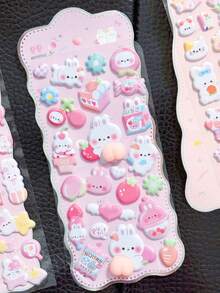 Creative 3D Embossed Stickers Cute Cartoon Rabbit Panda Pattern Phone Case Computer Decoration Material 3D Stickers - Multicolor - View 4