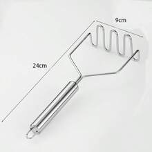 3pcs/1pc Stainless Steel Potato Masher, Manual Food Puree Tool, Sweet Potato Masher, Garlic Press, Manual Squeezer, Potato Masher, Kitchen Tool, Wavy Pattern, Kitchen Gadget, Used For Mashing Potatoes, Vegetables And Fruits, Durable Multi-Functional Squeezer, Kitchen Supplies, Cutter, Food, Salad, Decoration, Storage, Party, Birthday, Christmas, Halloween - Silver - View 11