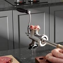 Picadora de Carne Manual de Acero Inoxidable 304 con Manivela y Abrazadera de Acero para Mesa Máquina para Moler Carne con Placa de Corte y Tubo Ideal para Carne de Res, Cocina, Restaurante - Acero inoxidable 304 - Ver 1