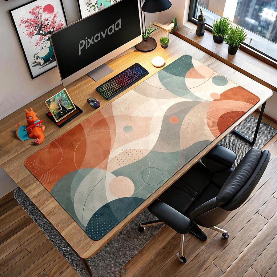Clay Comfort Large Mouse Pad, Soft Arc Desk Mat, Extended Office Mouse Pad With Calm Abstract Flow And Non-Slip Style For Home Desks - View 1