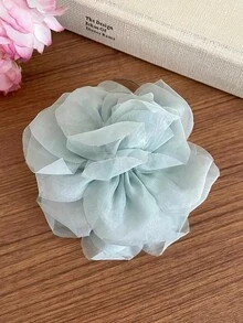 1 buah Jepit Rambut Wanita Model Cakar Bunga Jala yang Manis dan Elegan, Cocok untuk Pemakaian Sehari-hari dan Liburan - Mint Green - View 5