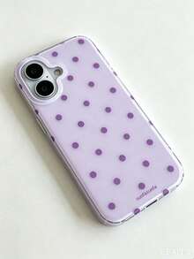 Casing Ponsel Modis dengan Desain Minimalis yang Lucu, Motif Polkadot Hitam Putih, Cocok untuk iPhone Seri 11 hingga 17, Termasuk Versi Pro dan Max. - Purple - View 2