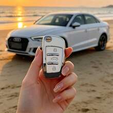1pc Car Key Case-Exquisite Print,Suitable For Audi A3 8P, A6 C6, Q3 8U, A1 8X, Q7 4L, TT 8J, R8 42.Advanced Soft-Touch, Does Not Block Signal, Unisex. - Audi 3 Button Model CA - View 7