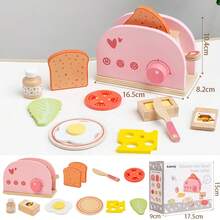 Set Mainan Pemanggang Roti & Sandwich Kayu, Termasuk Pemanggang Roti Pop-Up, Mentega yang Dapat Diiris, Aksesoris Dapur, Mainan Bermain Peran untuk Anak Usia 3, 4, 5, 6 Tahun - MultiWarna - View 13