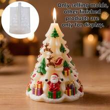 SUPWANPENG Santa Claus Reindeer Sleigh Christmas Tree Shaped Aromatherapy Candle Silicone Mold Reindeer Christmas Tree Candle Mold Decorated With Christmas Gift Boxes Christmas Themed Resin Plaster Mold Cement Concrete Mold Home Decoration Christmas Gift - A-White - View 6