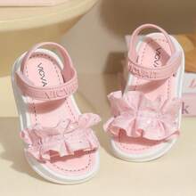 Caweiny Girls' Fashion Sunny Sandals, Summer Lace Princess Shoes, Sweet Stylish Versatile Non-Slip Soft Sole Comfortable Pretty - Pink - View 5