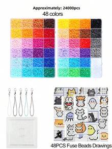 2.6mm Perler Beads Creative Handmade Kit, Includes 48 Animal Perler Bead Patterns, Perler Bead Board And Keychains, Boxed Design, Can Make Puzzle Keychains, DIY Pendants, Suitable For Enthusiasts, Can Make Multiple Patterns, Suitable As Birthday, Graduation, Valentine's Day And Party Gifts, Also Can Be Used As Handmade Gifts For Family, Friends And Classmates. - Multicolor - View 12