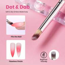 Beetles Blooming Gel And Nail Art Brushes Set - Ombre Nail Brush Gradient Stipple Clean Up Fingernail Art Pens And Silicone Dotting Tool For Gel Polish Marble Blush Chrome DIY Manicure Designs - 美甲畫筆套裝 - 查看 4