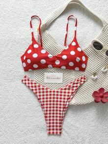 2026 Fashion Elegant Cute Polka Dot Print Women's Bikini Swimsuit 2 ...