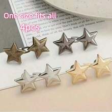 8/4pcs Star Waist Buckle Denim Jeans Detachable Metal Button Pin, Seamless Waist Extender, Adjustable Belt Tightener, Suitable For Skirts, Collar Brooch, Summer Y2K Denim Accessories, Unisex Clothing Modification Parts - Multiple Styles - View 5