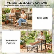 Outsunny 11 Pieces Wicker Patio Dining Set, Rattan Outdoor Furniture Set With 6 Armchairs, 4 Stools, Tempered Glass Table Top, Removable Cushions, For Backyard, Poolside, Balcony - 淺灰色 - 查看 4