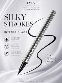 Single-Tip Waterproof Quick-Dry Long-Lasting Smudge-Proof Deep Black Eyeliner, Natural Color, Smooth Application, Suitable For Beginners - Black - View 8