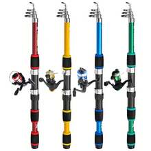 Juego de cañas de pescar, caña de pescar telescópica retráctil para el mar, carrete giratorio, caña de pescar para carpas, equipo de pesca, conjunto de artículos de pesca, herramientas de pesca, suministros de pesca, conjunto de cañas de pescar. - Verde - Ver 10