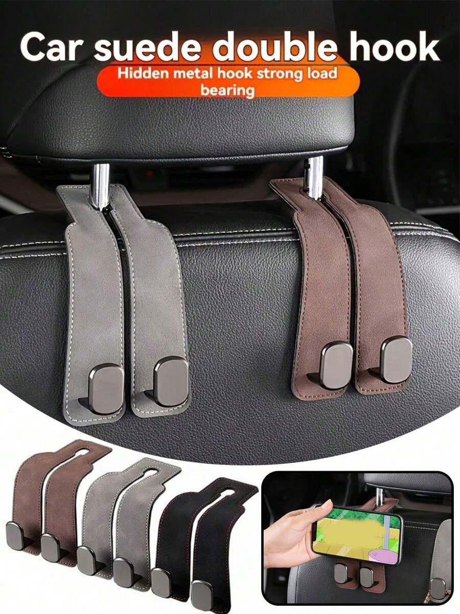 4pcs Universal Car Seat Headrest Hooks Storage Rack, Car Back Seat Organizer, Minimalist 2-Fold Design Car Interior Accessories, Durable And Easy Installation, Clothes Hanging Hook, Car Accessories, Multi-Functional Car Storage Hook - Multicolor - View 1