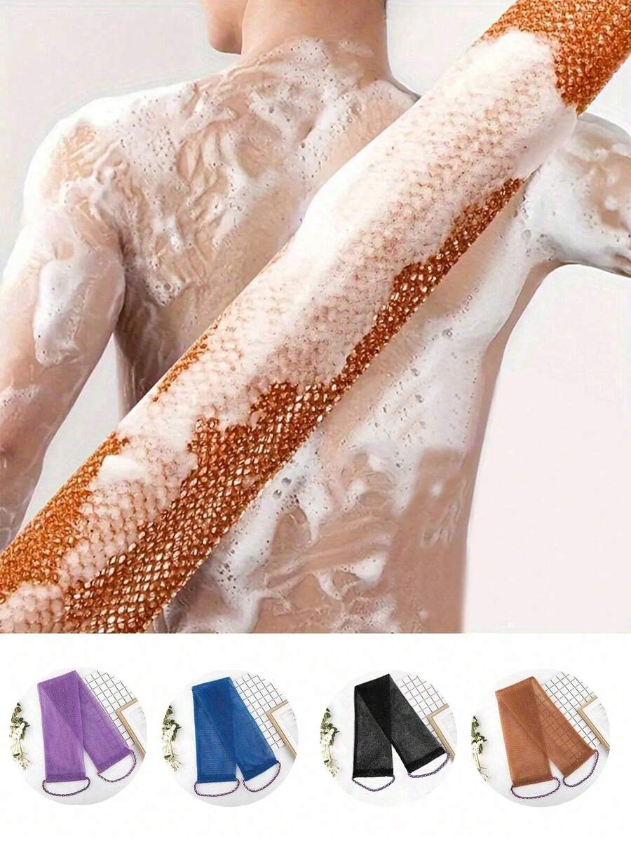 African Mesh Long Back Exfoliating Bath Towel Double Sided Gentle Rough Skin Scrubber Hanging Strap Shower Loofah For Daily Use - Multicolor - View 1