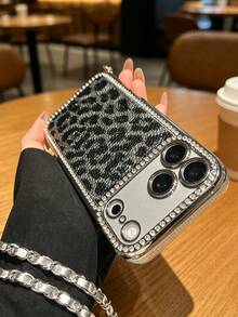 1件裝 水鑽時尚豹紋鍍金手機保護殼，適用於 iPhone 17/18 Pro/11 Pro Max/12/Phone 12 Pro/11 Pro Max/12/12 Pro/12 Pro Max/13/13 Pro/13 Pro Max/14/14 Pro/16 Plus/14 Pro Max/15/15 Pro/15 Plus/15 Pro Max/16/16 Pro/16 Pro Max/16 Plus - 彩色 - 查看 4