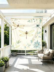 Printed Adventure Tent Side Wall, Spring Dragonfly Art Vintage Design, Windproof & Sunshade, Suitable For Beach Vacation, RV Travel And Camping, Portable High-Quality Fabric (Frame And Canopy Not Included), 2D Flat View - Dragonfly - View 3