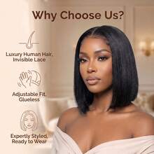 100% Human Hair Bob Wigs 13x4 HD Lace Front Wigs Straight Brazilian Natural Color Human Hair Lace Frontal Wigs For Women Breathable ,Adjustable Band ,Large Lace Area Wig Cap 200% Density Transparent Lace Frontal Wig For Party, Cosplay, Daily Use - 自然色彩 - 查看 9