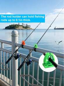 Soporte versátil para caña de pescar en puente y barco, barandilla de pesca, estante de almacenamiento de cañas de pescar con fijación, soportes portátiles para cañas de pescar con correas ajustables, fácil instalación para pesca en barco y puente, suministros de pesca, regalo para pescadores - Multicolor - Ver 8