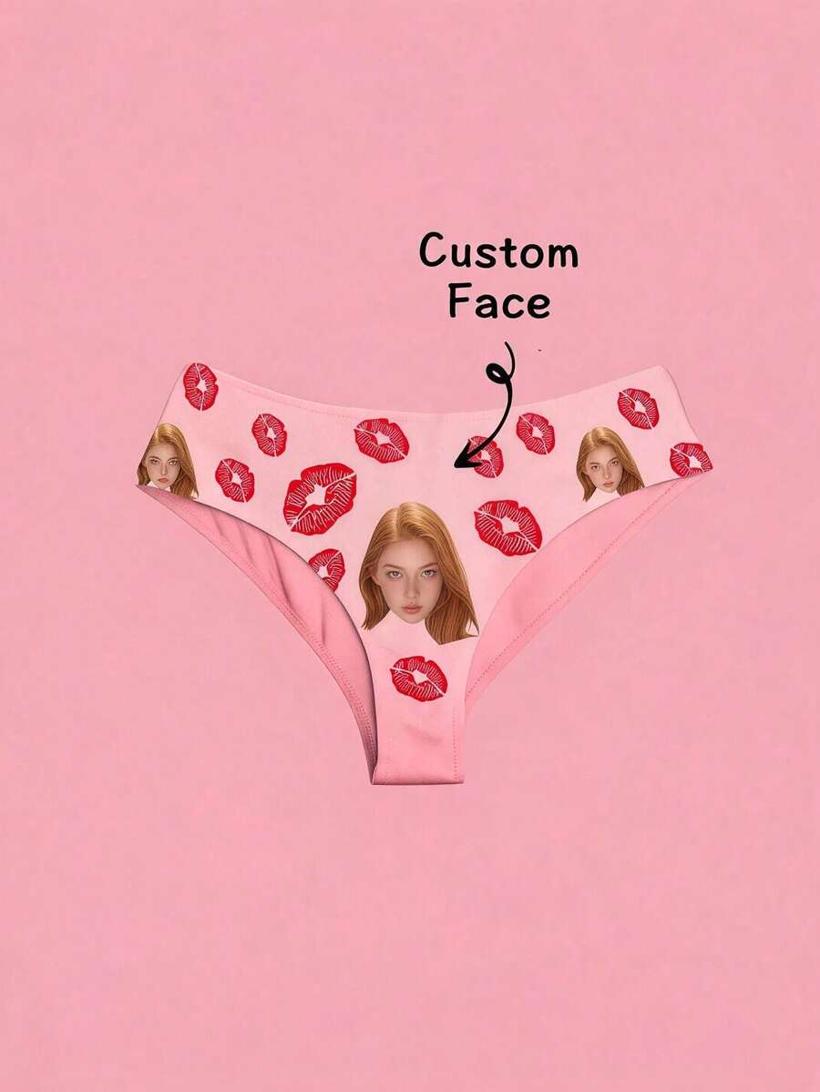 Customized Face Women's Thin Strap Lace Panties, Personalized Photo ...