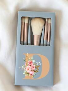 Portable Makeup Brush Set With Mirror And Soft Bristles, Floral Letter A-Y Pattern, Boxed Makeup Brush Set, Multi-Function Makeup Brush Set With Mirror And Makeup Box, Mini Multi-Function Makeup Brush, Foundation Brush, Eyeshadow Brush, Beginner Makeup Tools, Mixed Brush Makeup Storage Rack, Makeup Brush Set, Convenient To Carry Girls Gift, Ideal Makeup Tool Set, Portable Travel Supplies, Travel Essentials - Multicolor - View 23