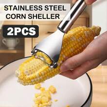 1pc Stainless Steel Corn Stripping Tool Stainless Steel Corn Kernel Remover, Plastic Vegetable Peeler, Kitchen Gadget For Easy Meal Prep, Efficient Corn Cob Stripper, Home Kitchen Tool - Silver - View 1