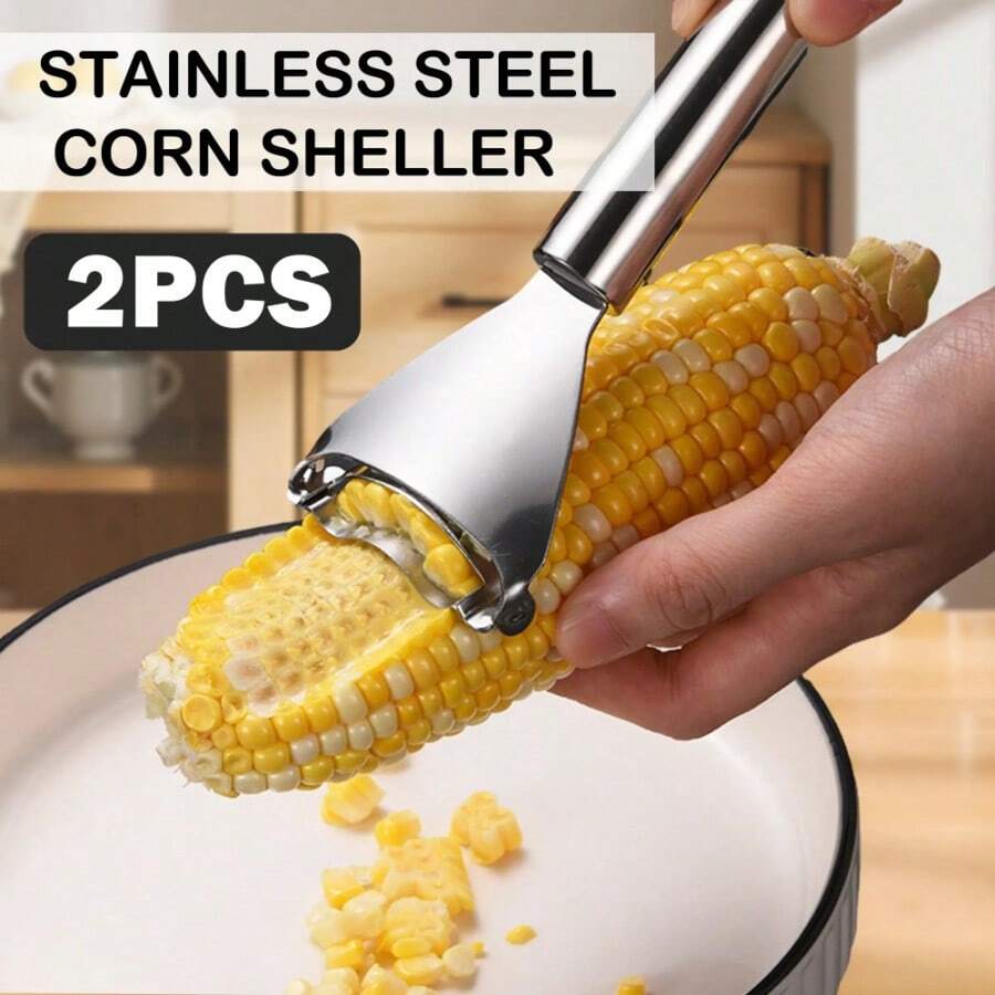 1pc Stainless Steel Corn Stripping Tool Stainless Steel Corn Kernel Remover, Plastic Vegetable Peeler, Kitchen Gadget For Easy Meal Prep, Efficient Corn Cob Stripper, Home Kitchen Tool - Silver - View 1