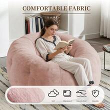 Large Round Bean Bag Lounge Chair With Enhanced Stability For Versatile Living Room And Bedroom Relaxation - Pink - View 2