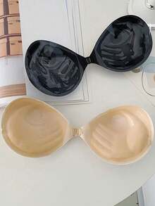 Two Pieces Set Of New Women's Invisible Gathering Disposable Thickened 3cm Palm Cup Adhesive Bra, One Black Apricot Color Each Underwear Accessory Invisible Bra Liner For Dresses & Gowns - Palm Cup - View 3