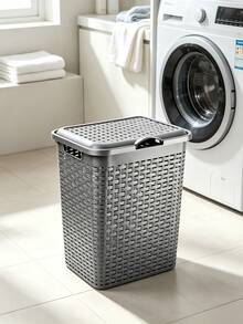 Hollow Breathable Laundry Basket That Prevents Odor Buildup, Lidded For Dust Protection, With Side Carry Handles, Large Capacity Made Of Thickened Plastic, Versatile Storage Basket For Clothes And Sundries - Random Color - View 10