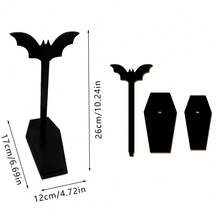 1/3pcs Creepy Gothic Bat Coffin Wooden Napkin Holder, Black Drill-Free Reusable Tissue Organizer, Indoor Bathroom Desktop Decor, Halloween Haunted House Trick Or Treat DIY Party Home Decor Gift - Napkin Holder - View 6