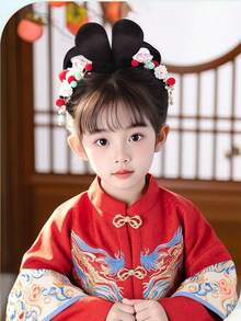 Hanfu Gaya Kuno Wig Satu Potong untuk Pertunjukan Tahun Baru, Sanggul Rambut, Aksesori Rambut Kostum, Gaya Dinasti Tang, Penutup Rambut, Bantalan Rambut - Dark Brown - View 9