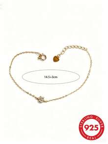 1pc S925 Sterling Silver Delicate Floral Bracelet For Women, Mori Style Exquisite Fresh Small 3D Flower Wrist Chain, Low-Key Elegant Atmosphere, Suitable For Single Wear Or Layering, Versatile For Daily Commute, Niche Jewelry Accessory - Flowers - View 10