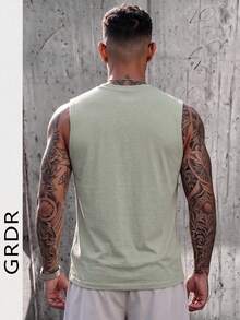 GRDR 男士夏季圓領休閒無袖背心 - 綠色 - 查看 3