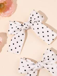 2pcs Polka Dot Bow Hair Clips, Classic Fabric Hair Clips Vintage Fashion Hair Accessories, Suitable For Party And Daily Hair Styling - Multicolor - View 4