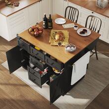 Multifunctional Folding Sideboard Black In Wood For Dining Room And Living Room - 黑色 - 查看 10