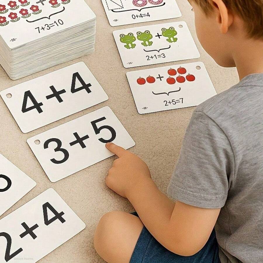 1 Set Addition, Subtraction, Multiplication, Division Practice Cards, Early Arithmetic Ability Mental Math Cards, Exercise Children's Mathematical Thinking, Concentration, Help Children Learn, Suitable For School Supplies, Counting Practice, Interactive Learning, Arithmetic Practice, Home Education Resources, Birthday, Christmas Gifts - Multicolor - View 1